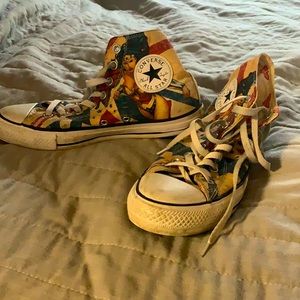 Wonder Women Chuck Taylor high top converse sneakers.  Very gently worn.